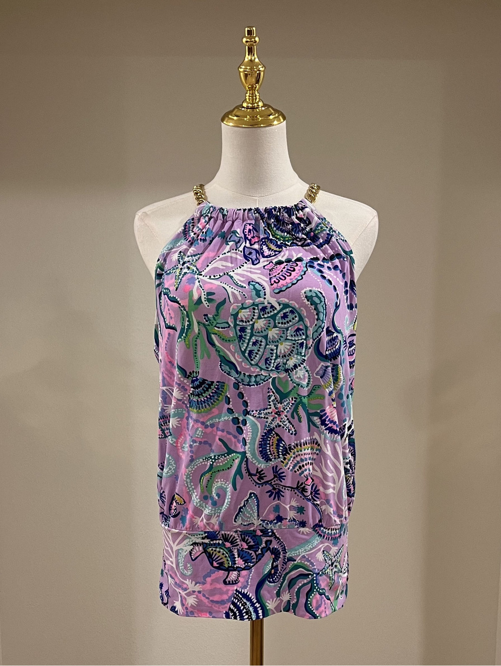 Lilly Pulitzer Bowen Halter Top Havana Pink Sea Turtle Sz S